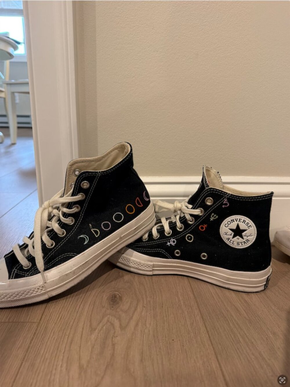 converse: astrology & moon phases size 9; women’s hightop platform sneakers